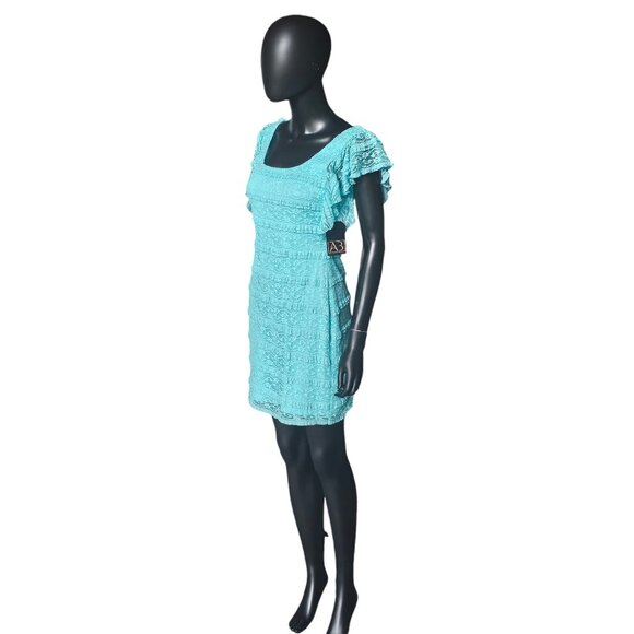 Turquois Lace Flutter Sleeve Bodycon Dress - Guess Los Angeles - Picture 2 of 7